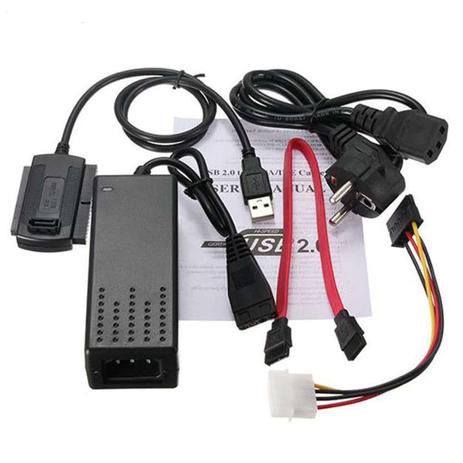 Kit Cabo Adaptador Conversor Sata Ide Para Usb 2.0 Com Fonte - Js Technology Menor preço em Kit Cabo Adaptador Conversor Sata Ide Para Usb 2.0 Com Fonte - Js Technology