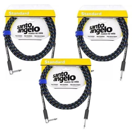 Kit Cabo Santo Angelo Para Instrumentos ANGEL L TX 10FT P10 3,05m Têxtil 3 Unidades Menor preço em Kit Cabo Santo Angelo Para Instrumentos ANGEL L TX 10FT P10 3,05m Têxtil 3 Unidades