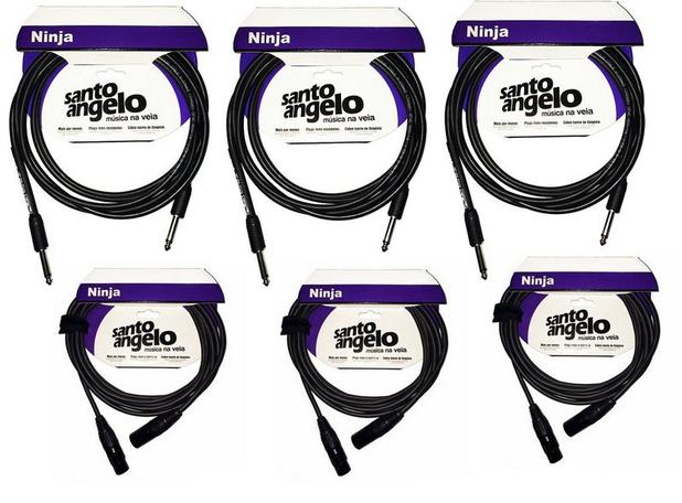 Kit Cabos Santo Angelo 3 P10xP10 3MTS e XLRxXLR 3mts 3UN Menor preço em Kit Cabos Santo Angelo 3 P10xP10 3MTS e XLRxXLR 3mts 3UN