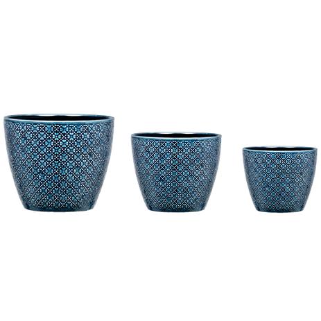 Kit Cachepot em Cerâmica 3 Peças Azul - Mart Menor preço em Kit Cachepot em Cerâmica 3 Peças Azul - Mart