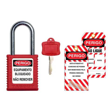 Kit cadeado de bloqueio nr10 vermelho + cartão de bloqueio não ligue - Tagout Menor preço em Kit cadeado de bloqueio nr10 vermelho + cartão de bloqueio não ligue - Tagout
