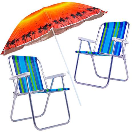 Kit Cadeiras de Praia e Piscina + Guarda Sol 1,8 Metros Scoat MOR - Extra Menor preço em Kit Cadeiras de Praia e Piscina + Guarda Sol 1,8 Metros Scoat MOR - Extra