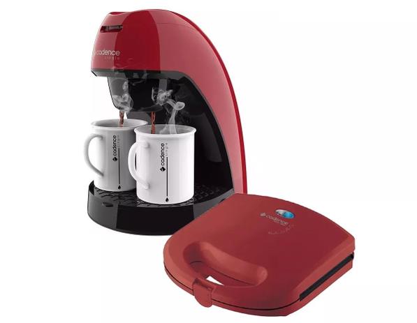 Menor preço em Kit Café Cafeteira E Sanduicheira Cadence Vermelha 127 V++