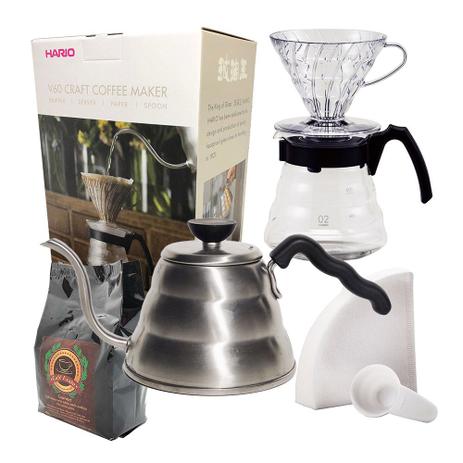 Kit Café Completo Novo Kit Hario 700ml e Filtro Hario 02 40 Uni + Chaleira Hario Buono 1L + Café Gourmet 250g Menor preço em Kit Café Completo Novo Kit Hario 700ml e Filtro Hario 02 40 Uni + Chaleira Hario Buono 1L + Café Gourmet 250g