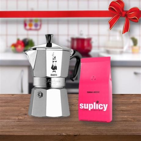 Kit Cafeteira Italiana Bialetti 6 xic+Café Suplicy TM 250g Torra Média Menor preço em Kit Cafeteira Italiana Bialetti 6 xic+Café Suplicy TM 250g Torra Média
