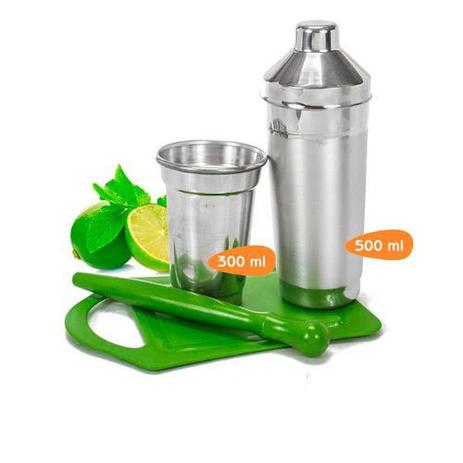Kit Caipirinha 4 Peças Alumínio Escovado - Plugador Menor preço em Kit Caipirinha 4 Peças Alumínio Escovado - Plugador
