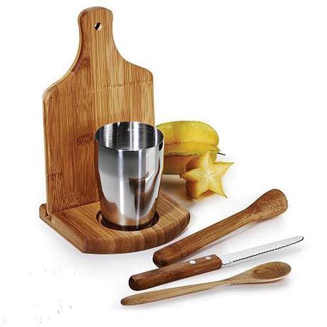 Kit Caipirinha Com Tabua Em Madeira Bambu Copo Inox 6 Peças - Welf Menor preço em Kit Caipirinha Com Tabua Em Madeira Bambu Copo Inox 6 Peças - Welf