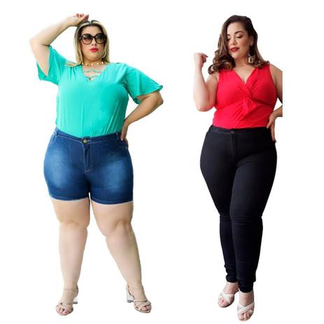 Kit Calça e Shorts Jeans Feminino Plus Size - Zam Zam Jeans - Calça Plus  Size Feminina - Magazine Luiza