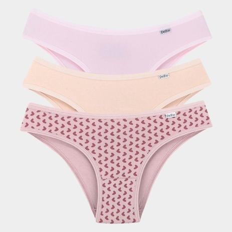 Kit Calcinha Biquini DelRio em Cotton Laterais Médias Com 3 Peças - Calcinha  - Magazine Luiza