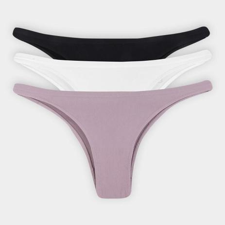 Kit Calcinha Tanga She Básica Feminino 3 Peças Menor preço em Kit Calcinha Tanga She Básica Feminino 3 Peças
