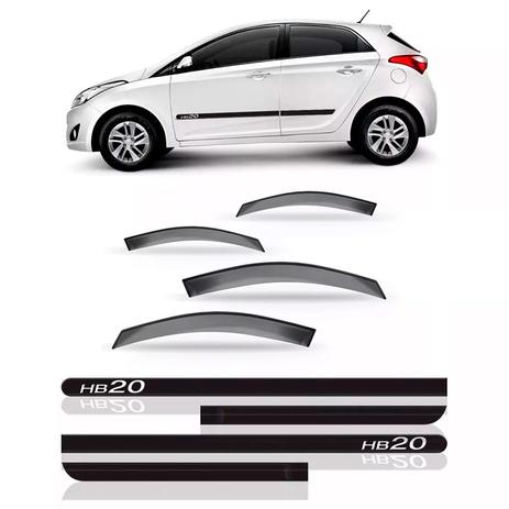 Kit calha chuva hb20 hatch 2012 a 2018 + friso lateral - Sp acessórios Menor preço em Kit calha chuva hb20 hatch 2012 a 2018 + friso lateral - Sp acessórios