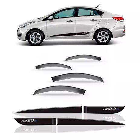 Kit calha chuva hb20s sedan 2013 a 2018 + friso lateral - Sp acessórios Menor preço em Kit calha chuva hb20s sedan 2013 a 2018 + friso lateral - Sp acessórios