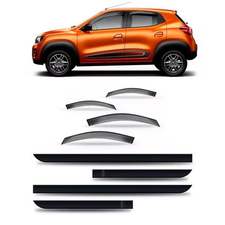 Kit calha chuva renault kwid 2017 2018 + friso lateral - Sp acessórios Menor preço em Kit calha chuva renault kwid 2017 2018 + friso lateral - Sp acessórios