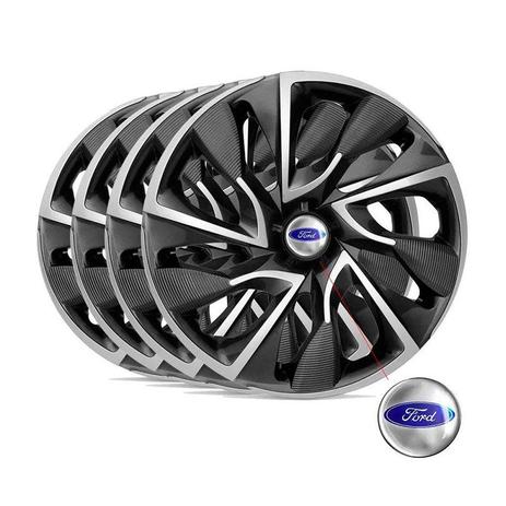 Kit calota c/4 elitte ds4 aro 14 sport cup 4101 + emblema ford resinado prata 51mm Menor preço em Kit calota c/4 elitte ds4 aro 14 sport cup 4101 + emblema ford resinado prata 51mm