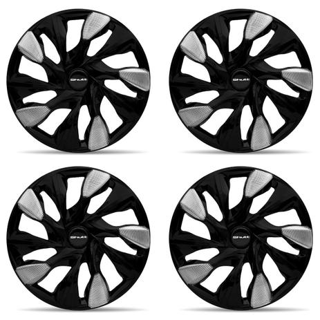 Kit Calota Esportiva DS5 Black Silver Shutt Aro 15 Preta com Prata ABS Ótimo Acabamento Universal Menor preço em Kit Calota Esportiva DS5 Black Silver Shutt Aro 15 Preta com Prata ABS Ótimo Acabamento Universal