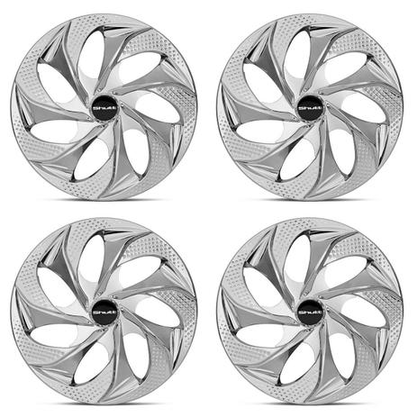 Kit Calota Esportiva Tuning Silver Chrome Shutt Aro 14 Prata e Cromado Ótimo Acabamento Universal Menor preço em Kit Calota Esportiva Tuning Silver Chrome Shutt Aro 14 Prata e Cromado Ótimo Acabamento Universal
