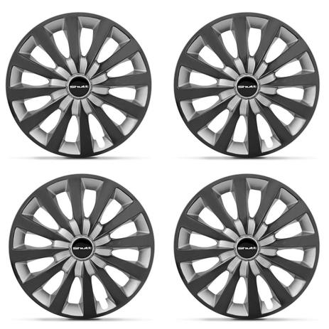 Kit Calotas Esportivas Elite Sport Shutt Aro 13 Tuning Grafite Com Prata Ótimo Acabamento Universal Menor preço em Kit Calotas Esportivas Elite Sport Shutt Aro 13 Tuning Grafite Com Prata Ótimo Acabamento Universal