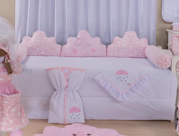 Kit Cama Babá 6 peças Nuvem Rosa - I9 baby Menor preço em Kit Cama Babá 6 peças Nuvem Rosa - I9 baby