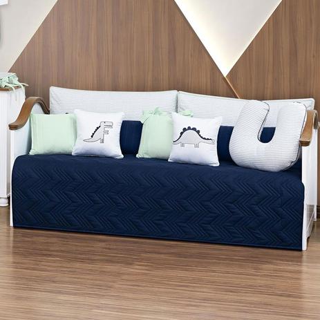 Kit Cama Babá Auxiliar 7 Peças Percal 300 Fios e Tricot Marinho Verde e Cinza - Aime Menor preço em Kit Cama Babá Auxiliar 7 Peças Percal 300 Fios e Tricot Marinho Verde e Cinza - Aime