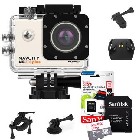 Kit Câmera Action Esportiva Navcity 4K + Case à Prova dágua 30m + Sandisk 32gb Ultra Menor preço em Kit Câmera Action Esportiva Navcity 4K + Case à Prova dágua 30m + Sandisk 32gb Ultra