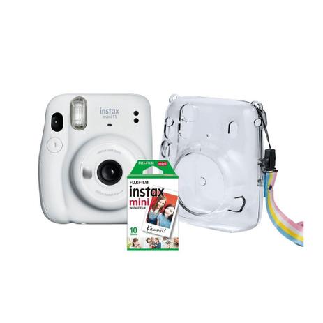 Kit Câmera Instantânea FujiFilm Instax Mini 11 Branca + Bolsa Crystal + 10 Filmes Instantâneo Menor preço em Kit Câmera Instantânea FujiFilm Instax Mini 11 Branca + Bolsa Crystal + 10 Filmes Instantâneo