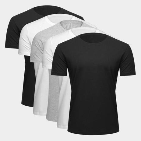 Kit Camiseta Básica c/ 5 Peças Masculina - Básicos Menor preço em Kit Camiseta Básica c/ 5 Peças Masculina - Básicos