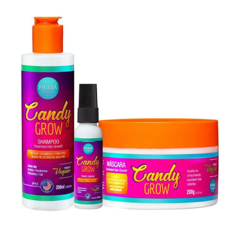 Kit Candy Grow (Shampoo + Máscara + Tônico) - Phinna - Sweet Grow - Cabelos E Unhas Menor preço em Kit Candy Grow (Shampoo + Máscara + Tônico) - Phinna - Sweet Grow - Cabelos E Unhas