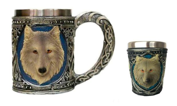 Kit Caneca 3D Lobo viking medieval + Shot lobo 3D Menor preço em Kit Caneca 3D Lobo viking medieval + Shot lobo 3D