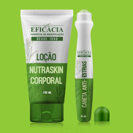 Kit Caneta Anti-Estrias com Loção Nutraskin Corporal - Farmácia eficácia Menor preço em Kit Caneta Anti-Estrias com Loção Nutraskin Corporal - Farmácia eficácia