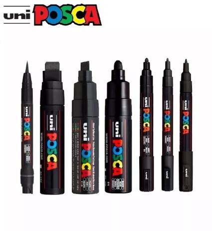 Kit Caneta Posca Uni-ball Preta - Todas As Pontas Menor preço em Kit Caneta Posca Uni-ball Preta - Todas As Pontas