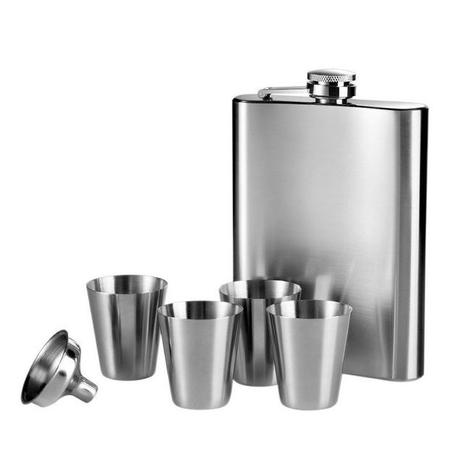 Kit Cantil Porta Bebida Inox 240 Ml + 4 Copos + Funil - Utifácil Menor preço em Kit Cantil Porta Bebida Inox 240 Ml + 4 Copos + Funil - Utifácil