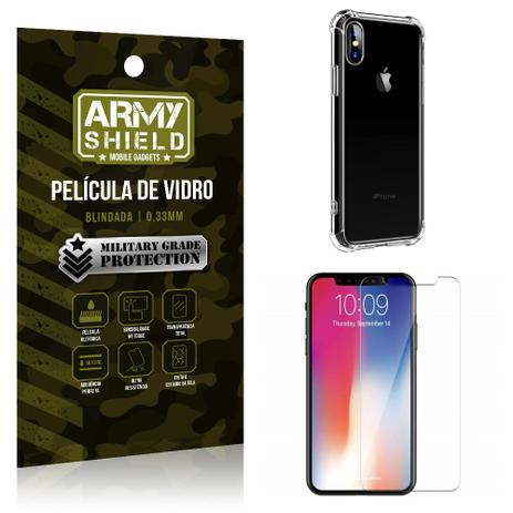 Kit Capa Anti Shock + Película Vidro Apple iPhone XS Max 6.5 - Armyshield Menor preço em Kit Capa Anti Shock + Película Vidro Apple iPhone XS Max 6.5 - Armyshield