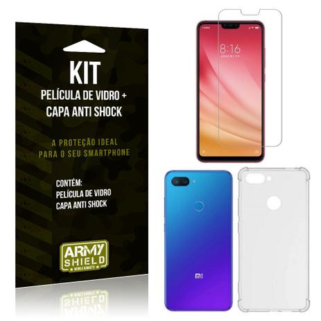 Kit Capa Anti Shock Xiaomi Mi 8 Lite Capa Anti Shock + Película de Vidro - Armyshield Menor preço em Kit Capa Anti Shock Xiaomi Mi 8 Lite Capa Anti Shock + Película de Vidro - Armyshield