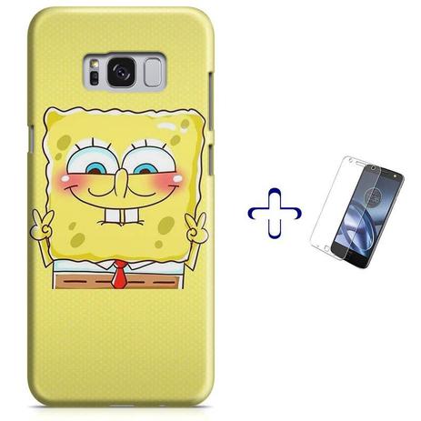 Kit Capa Case TPU Galaxy S8 Bob Esponja + Pel Vidro (BD30) - Bd cases Menor preço em Kit Capa Case TPU Galaxy S8 Bob Esponja + Pel Vidro (BD30) - Bd cases