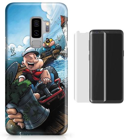 Kit Capa Case TPU Galaxy S9 Plus Popeye + Película de Vidro (BD01) - Bd cases Menor preço em Kit Capa Case TPU Galaxy S9 Plus Popeye + Película de Vidro (BD01) - Bd cases