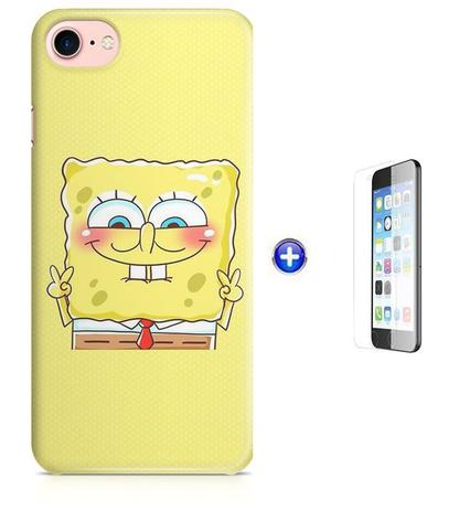 Kit Capa Case TPU iPhone 7 - 4,7” Bob Esponja + Pel Vidro (BD30) - Bd cases Menor preço em Kit Capa Case TPU iPhone 7 - 4,7” Bob Esponja + Pel Vidro (BD30) - Bd cases