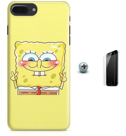 Kit Capa Case TPU iPhone 7 Plus - Bob Esponja + Pel Vidro (BD30) - Bd cases Menor preço em Kit Capa Case TPU iPhone 7 Plus - Bob Esponja + Pel Vidro (BD30) - Bd cases