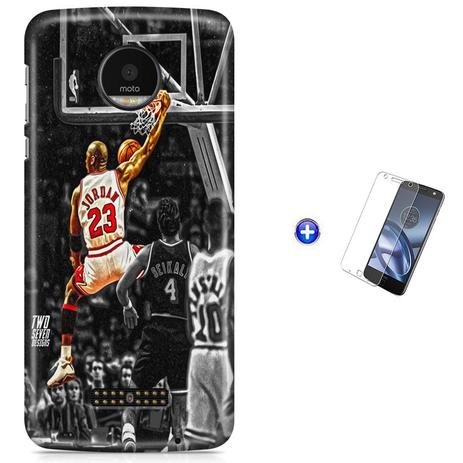 Menor preço em Kit Capa Case TPU Moto Z2 Play - Michael Jordan 23 Basquete + Pel Vidro (BD01) - Bd cases