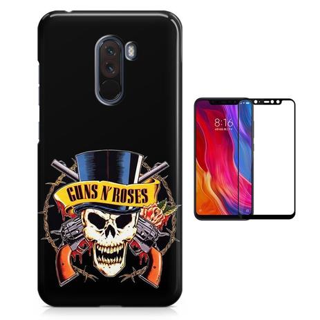 Menor preço em Kit Capa Case TPU Xiaomi Pocophone F1 Guns n Roses + Pel Vidro(BD02) - Bd cases