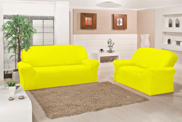 Kit Capa Coladinha 2 e 3 lugares - Amarelo - Meu lar enxovais Menor preço em Kit Capa Coladinha 2 e 3 lugares - Amarelo - Meu lar enxovais