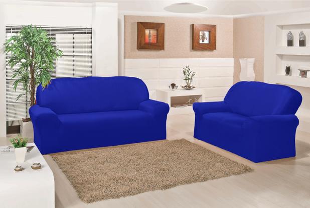 Kit Capa Coladinha 2 e 3 lugares - Azul Royal - Meu lar enxovais Menor preço em Kit Capa Coladinha 2 e 3 lugares - Azul Royal - Meu lar enxovais