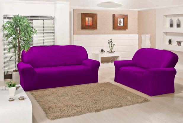 Kit Capa Coladinha 2 e 3 lugares - Roxo - Meu lar enxovais Menor preço em Kit Capa Coladinha 2 e 3 lugares - Roxo - Meu lar enxovais