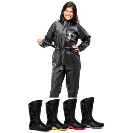 Kit Capa de Chuva Feminina Pantaneiro + Bota Motosafe PVC Motociclista - Pantaneiro + motosafe Menor preço em Kit Capa de Chuva Feminina Pantaneiro + Bota Motosafe PVC Motociclista - Pantaneiro + motosafe