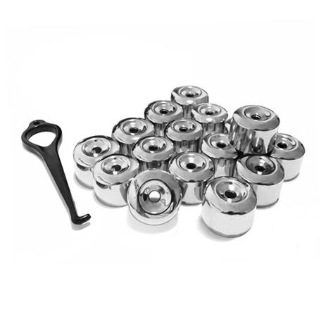 Kit Capa de Parafuso Chave 17 Cromada 16 peças - Calota Menor preço em Kit Capa de Parafuso Chave 17 Cromada 16 peças - Calota