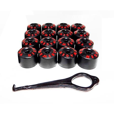 Kit Capa de Parafuso VW Chave 17 Letras Vermelha 16 peças - Calota Menor preço em Kit Capa de Parafuso VW Chave 17 Letras Vermelha 16 peças - Calota