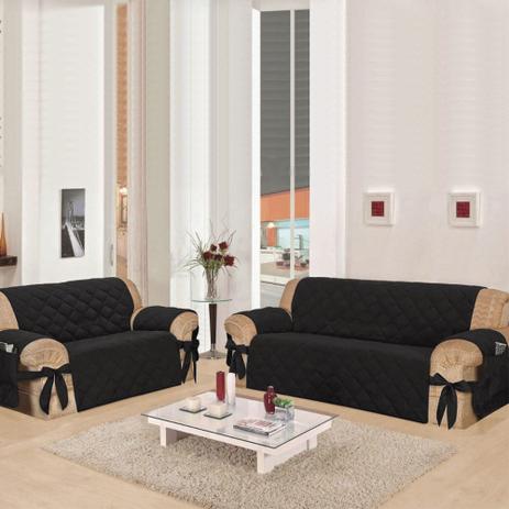 Kit Capa de Sofá 2 e 3 Lugares com Laço e Porta Controle Preto + Esteira para Braço de Sofá Tabaco - Casa dona é ruim? Kit Capa de Sofá 2 e 3 Lugares com Laço e Porta Controle Preto + Esteira para Braço de Sofá Tabaco - Casa dona é boa?