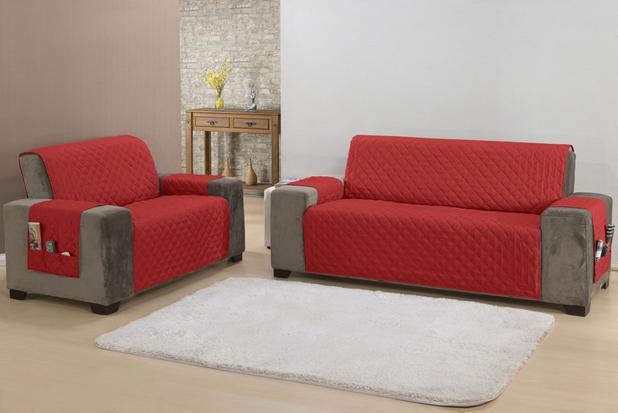Kit Capa de Sofá 2 e 3 Lugares King Face Única 1,20m e 1,80m Classic - Vermelho - Carinho Enxoval E Decoração Menor preço em Kit Capa de Sofá 2 e 3 Lugares King Face Única 1,20m e 1,80m Classic - Vermelho - Carinho Enxoval E Decoração