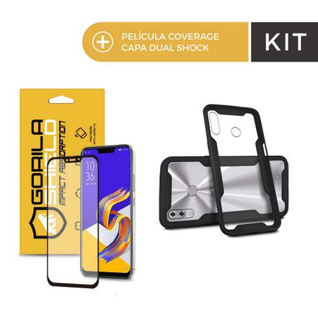 Menor preço em Kit Capa Dual Shock e Película Coverage Color Preta para Zenfone 5 e 5z - Gorila Shield