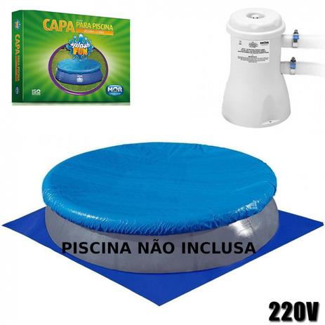 Kit Capa + Forro para Piscina Redonda Inflavel 2400 L Mor + Bomba Filtrante 220v Menor preço em Kit Capa + Forro para Piscina Redonda Inflavel 2400 L Mor + Bomba Filtrante 220v