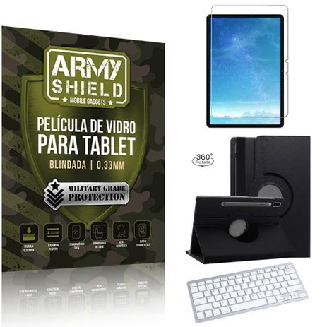Kit Capa Giratória + Película Vidro + Teclado Bluetooth Galaxy Tab S7 11.0' T870 T875 - Armyshield Menor preço em Kit Capa Giratória + Película Vidro + Teclado Bluetooth Galaxy Tab S7 11.0' T870 T875 - Armyshield